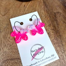 Load image into Gallery viewer, Organic Pink Drop Flower - Thin Hoops