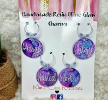 Load image into Gallery viewer, Resin Wine Glass Charms - 4 pack