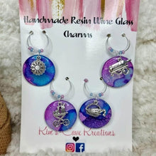 Load image into Gallery viewer, Resin Wine Glass Charms - 4 pack