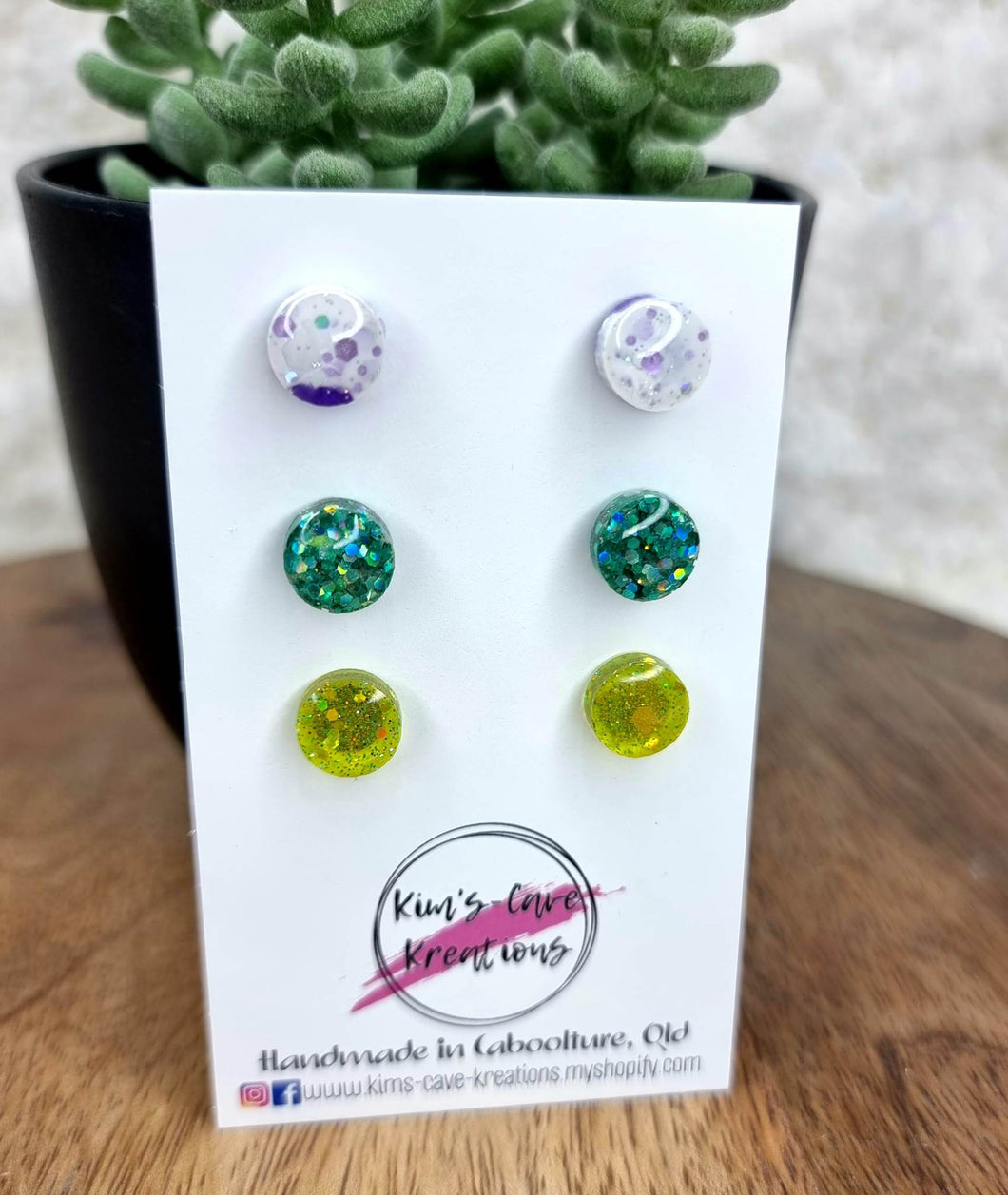 10mm Resin Earrings - 3pk Stud Packs