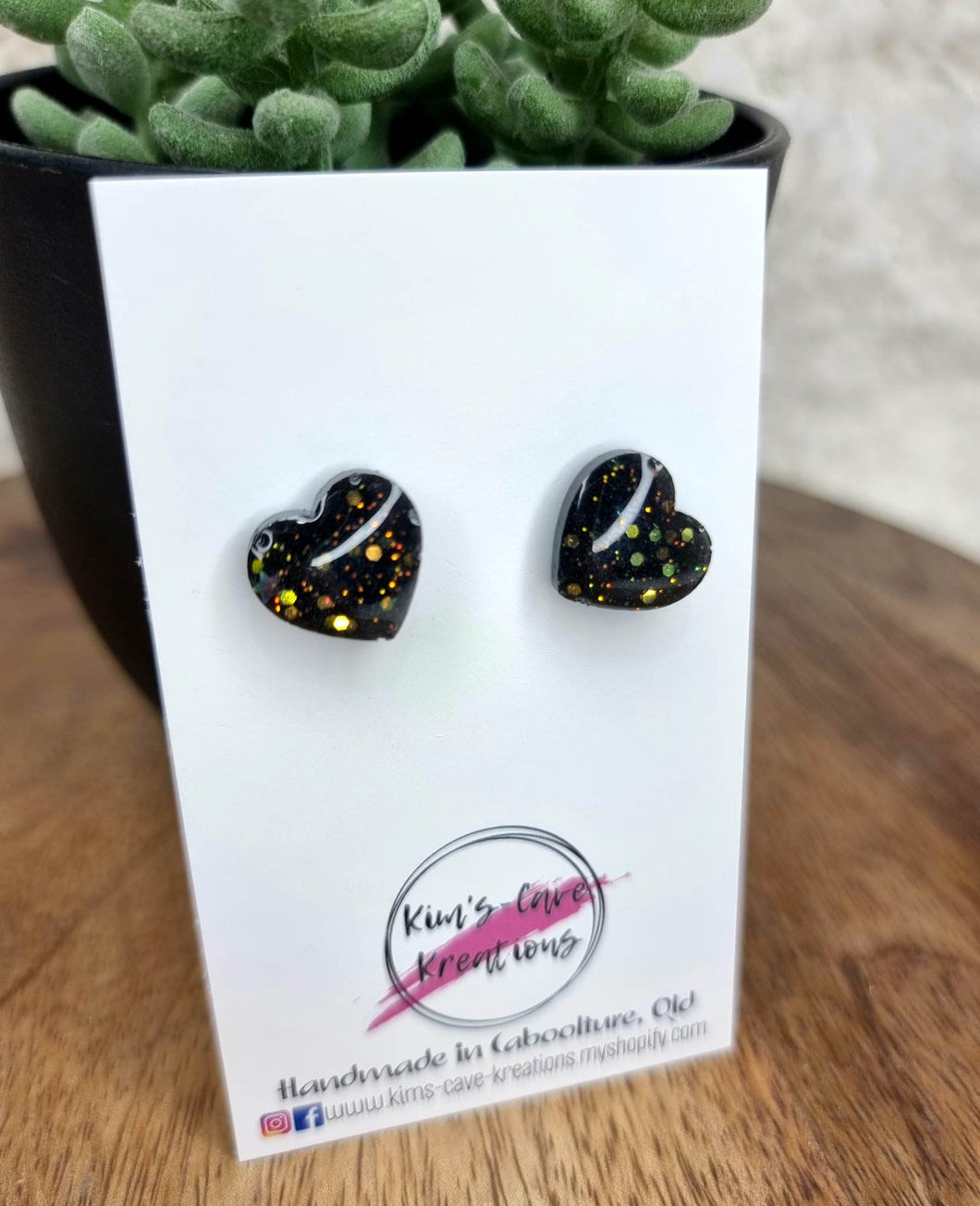 15mm Resin Stud Earrings - Hearts