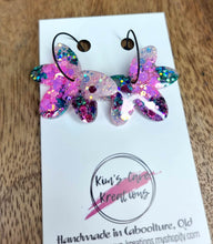 Load image into Gallery viewer, Organic Glitter Drop Flowers - Thin Hoops
