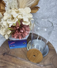 Load image into Gallery viewer, Glass Tumbler - with wooden lid &amp; glass straw (approx.500ml)
