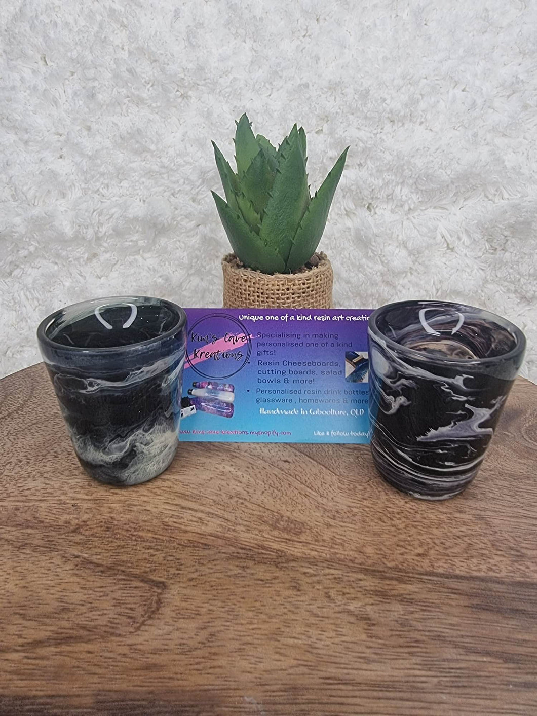 Shot Glasses - Black & White Swirl